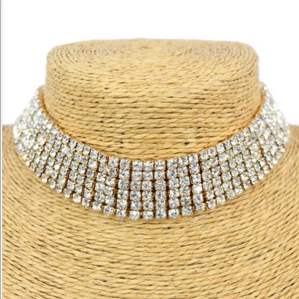 Gold rhinestone choker
